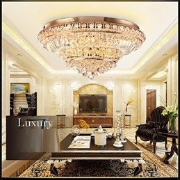 Moderna lampada da soffitto in cristallo di lusso che assorbe la luce a cupola, diametro 60 cm