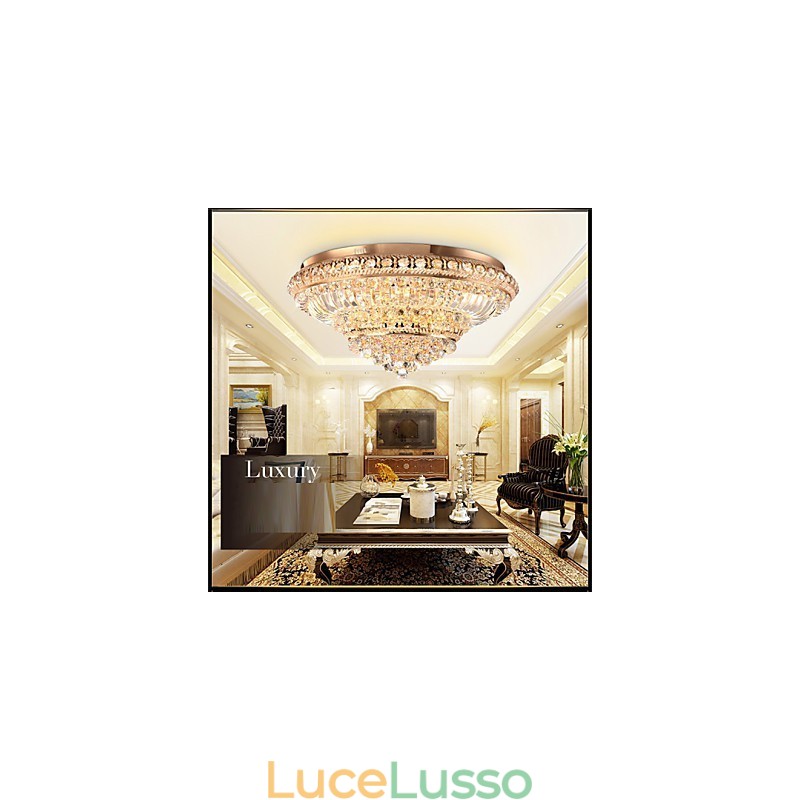 Moderna lampada da soffitto in cristallo di lusso che assorbe la luce a cupola, diametro 60 cm