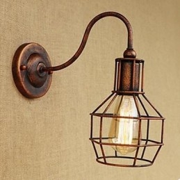 Lampada da parete americana a braccio lungo in ferro, nostalgica e retrò, creativa, di colore ruggine, per studio, salotto