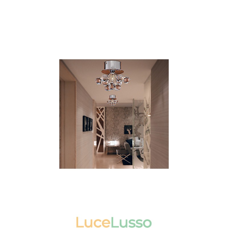 Moderno contemporaneo cristallo mini stile metallo cromato montaggio a filo