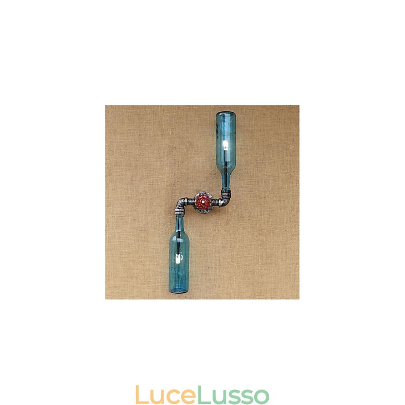 Applique da parete rustica in ottone per luce ambientale, applique da parete blu