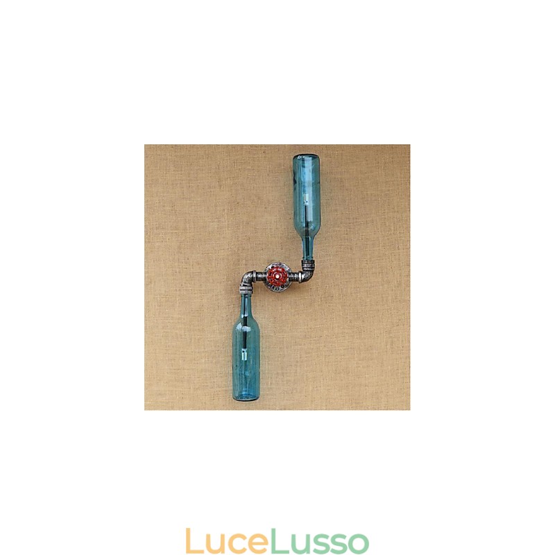 Applique da parete rustica in ottone per luce ambientale, applique da parete blu