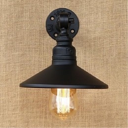 Lampada da parete in stile industriale con tubo dell'acqua nordico, luce da parete nera