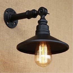 Lampada da parete in stile industriale con tubo dell'acqua nordico, luce da parete nera