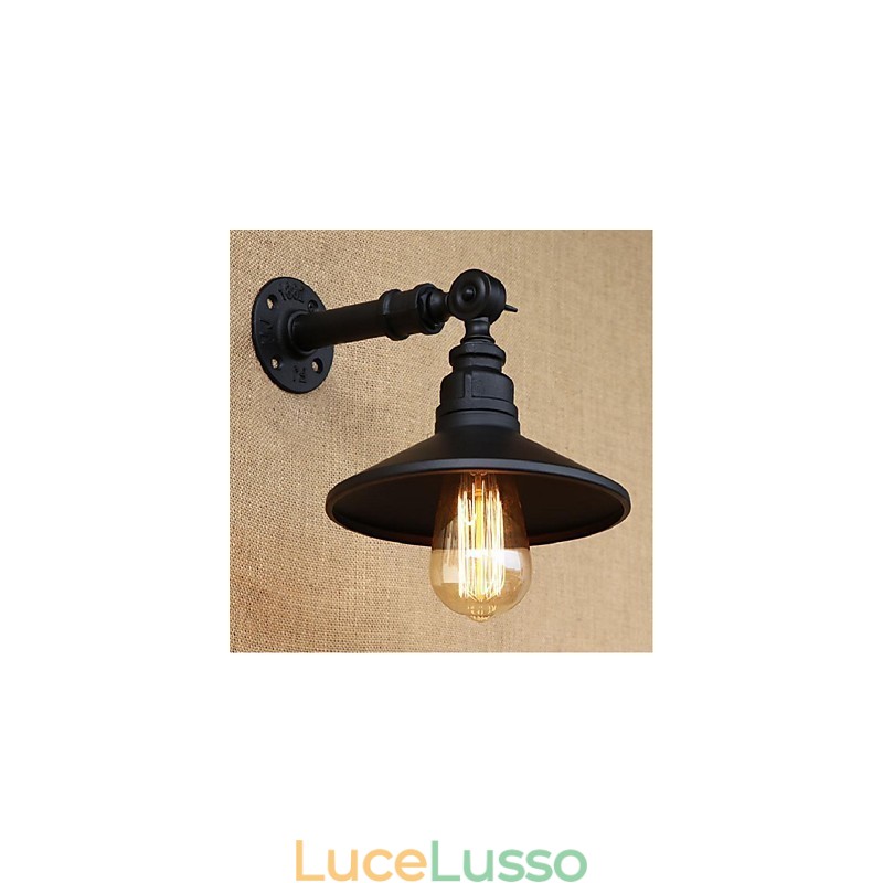 Lampada da parete in stile industriale con tubo dell'acqua nordico, luce da parete nera