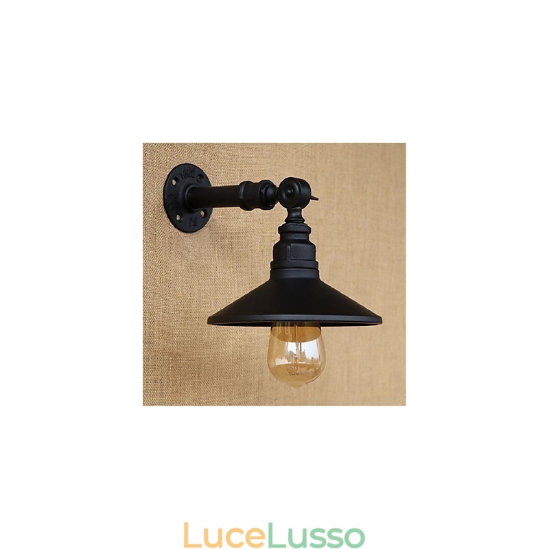 Lampada da parete in stile industriale con tubo dell'acqua nordico, luce da parete nera
