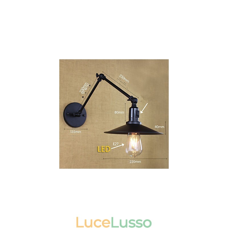 Dipinto rustico Lodge, caratteristica per applique da parete con braccio oscillante in stile mini