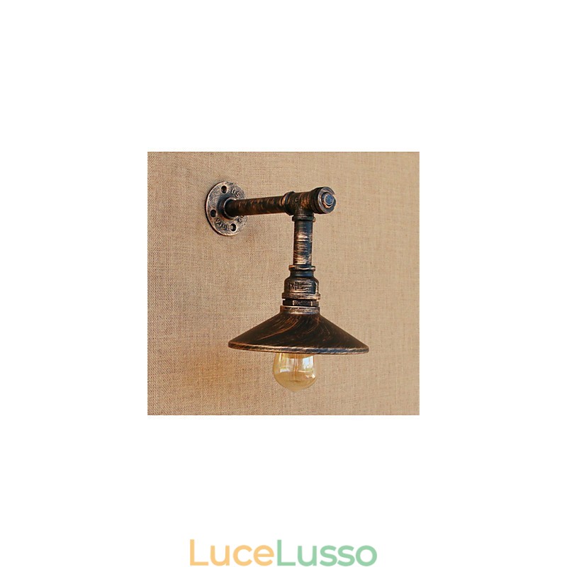 Applique da parete rustica in ottone anticato per luce ambientale, applique da parete