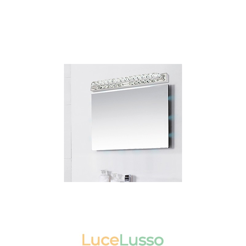 Lampada da specchio lunga di alta qualità, luci da bagno, applique in metallo e cristallo