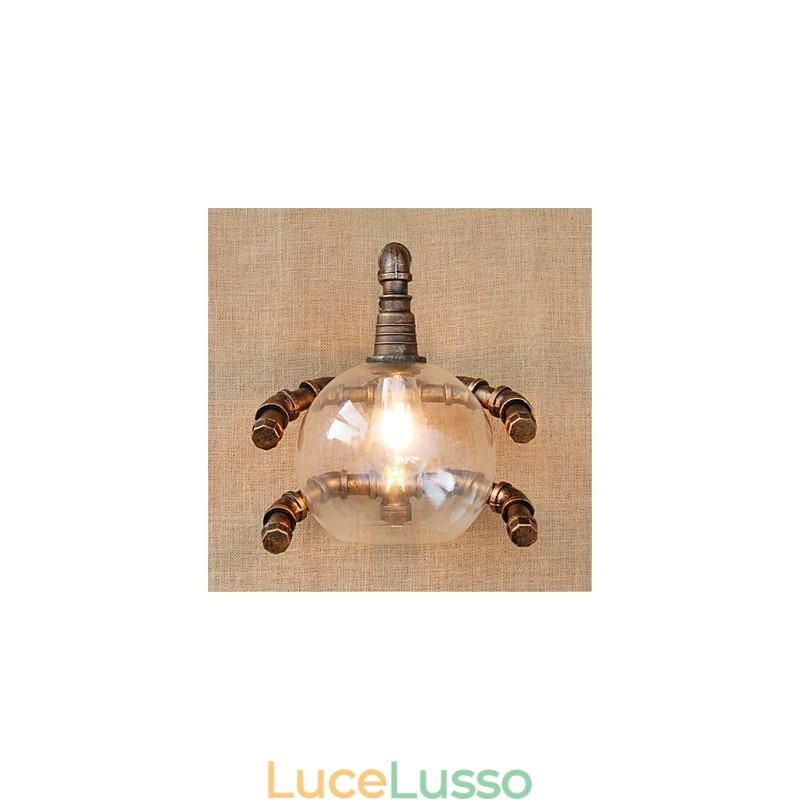 Applique da parete rustica in ottone anticato per luce ambientale, applique da parete