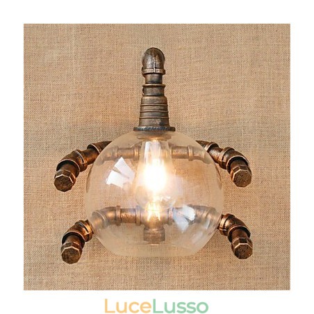 Applique da parete rustica in ottone anticato per luce ambientale, applique da parete Applique da parete rustica in ottone anticato per luce ambientale, applique da parete