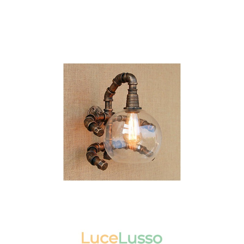 Applique da parete rustica in ottone anticato per luce ambientale, applique da parete