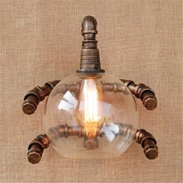 Applique da parete rustica in ottone anticato per luce ambientale, applique da parete
