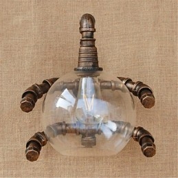 Applique da parete rustica in ottone anticato per luce ambientale, applique da parete