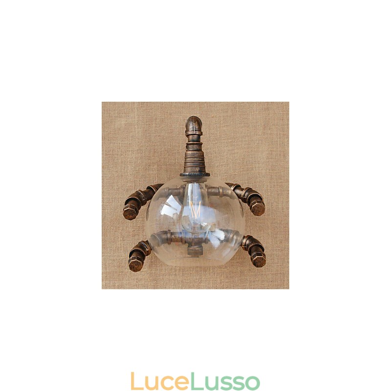 Applique da parete rustica in ottone anticato per luce ambientale, applique da parete