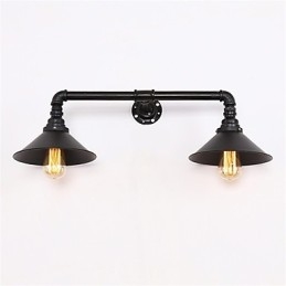 Applique da parete vintage in tubo di metallo nero, illuminazione decorativa per ristoranti, bar e caffetterie, con 2 luci, finitura verniciata