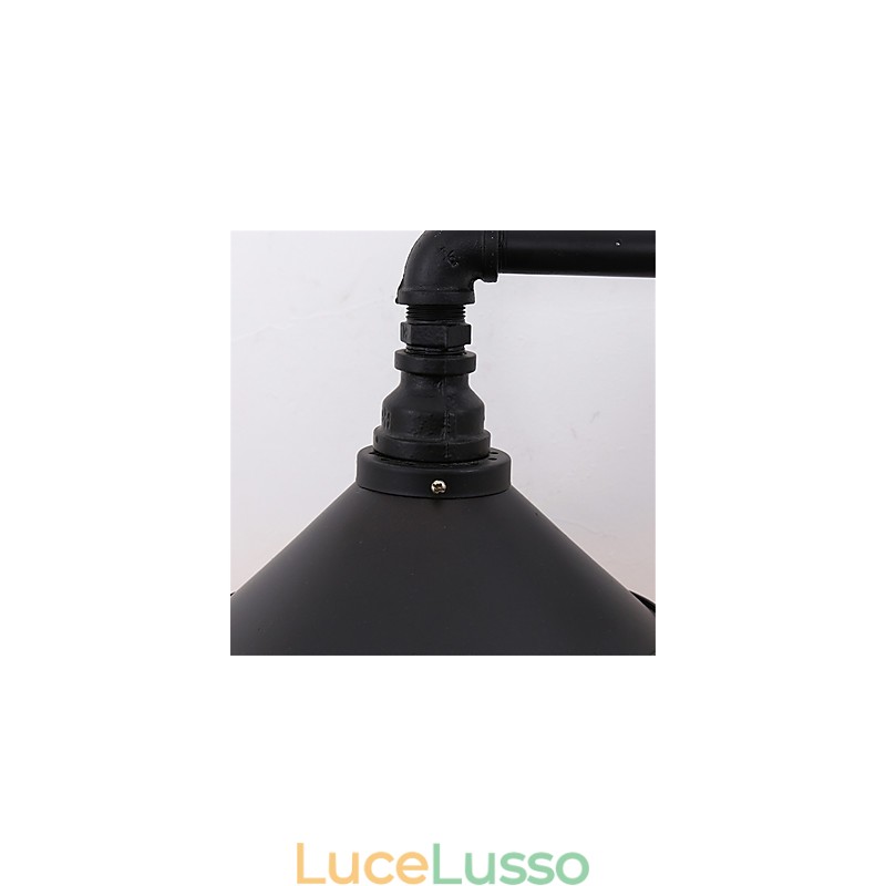 Applique da parete vintage in tubo di metallo nero, illuminazione decorativa per ristoranti, bar e caffetterie, con 2 luci, finitura verniciata