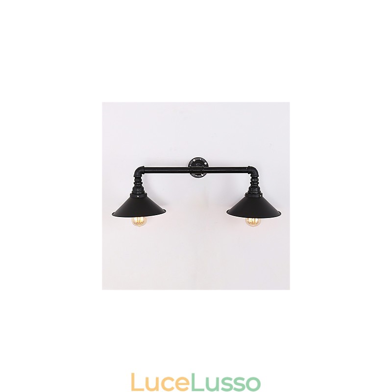 2 teste retrò industriale tubo luci da parete semplice loft nero metallo sala da pranzo cucina bar caffetteria decorazione illuminazione