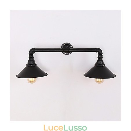 2 teste retrò industriale tubo luci da parete semplice loft nero metallo sala da pranzo cucina bar caffetteria decorazione illuminazione