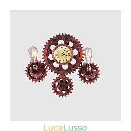 Applique da parete vintage in legno a forma di ingranaggio, luci girevoli creative, illuminazione decorativa per ristoranti, bar e caffetterie Applique da parete vintage in legno a forma di ingranaggio, luci girevoli creative, illuminazione decorativa per ristoranti, bar e caffetterie