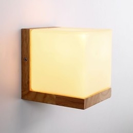 Applique da parete in legno con paralume in vetro 110V o 220V Country Novità