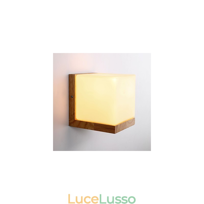 Applique da parete in legno con paralume in vetro 110V o 220V Country Novità
