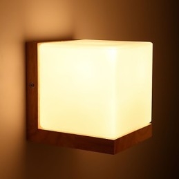 Applique da parete in legno con paralume in vetro 110V o 220V Country Novità