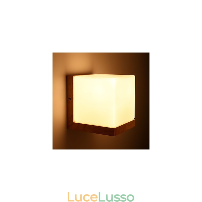 Applique da parete in legno con paralume in vetro 110V o 220V Country Novità
