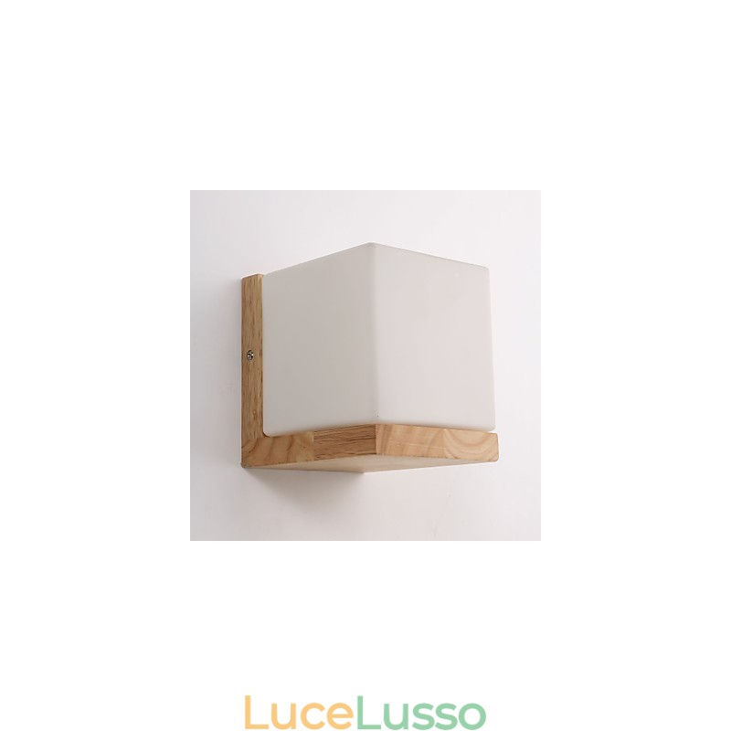 Applique da parete in legno con paralume in vetro 110V o 220V Country Novità