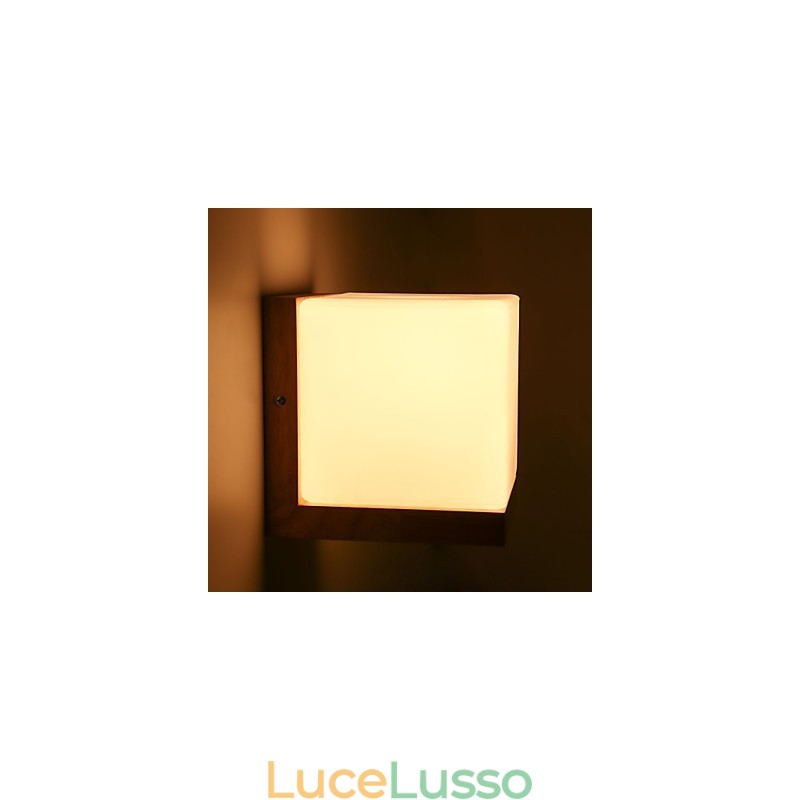 Applique da parete in legno con paralume in vetro 110V o 220V Country Novità