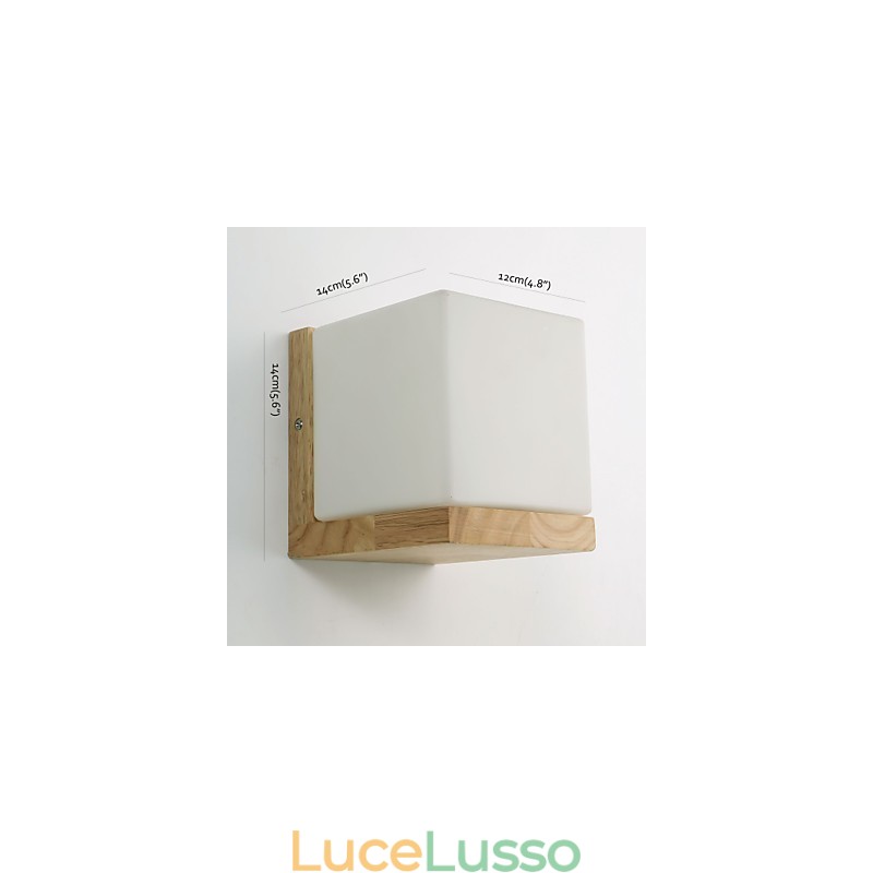 Applique da parete in legno con paralume in vetro 110V o 220V Country Novità