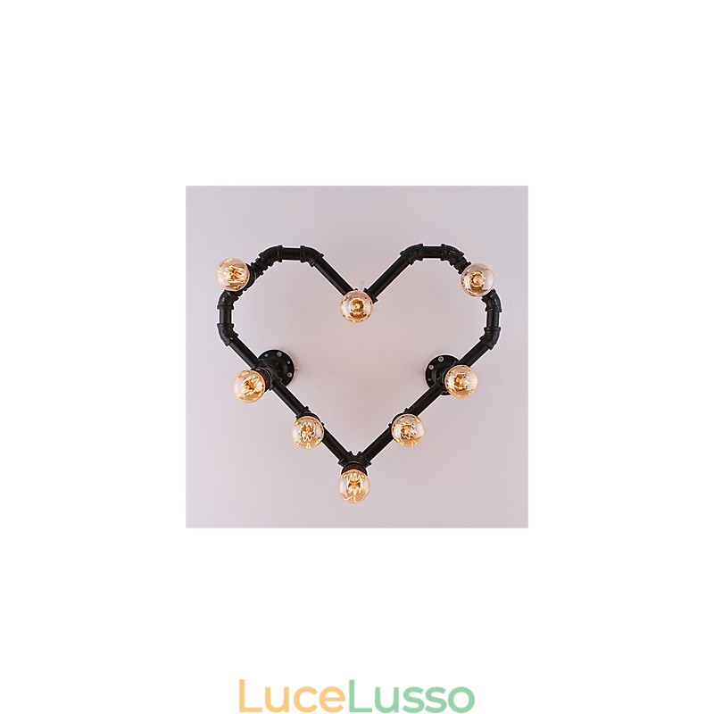 Vintage Water Pipe Lovering Heart Creative Applique da parete Industriale Soggiorno Ristorante Bar Caffetteria Decorazione Applique da parete