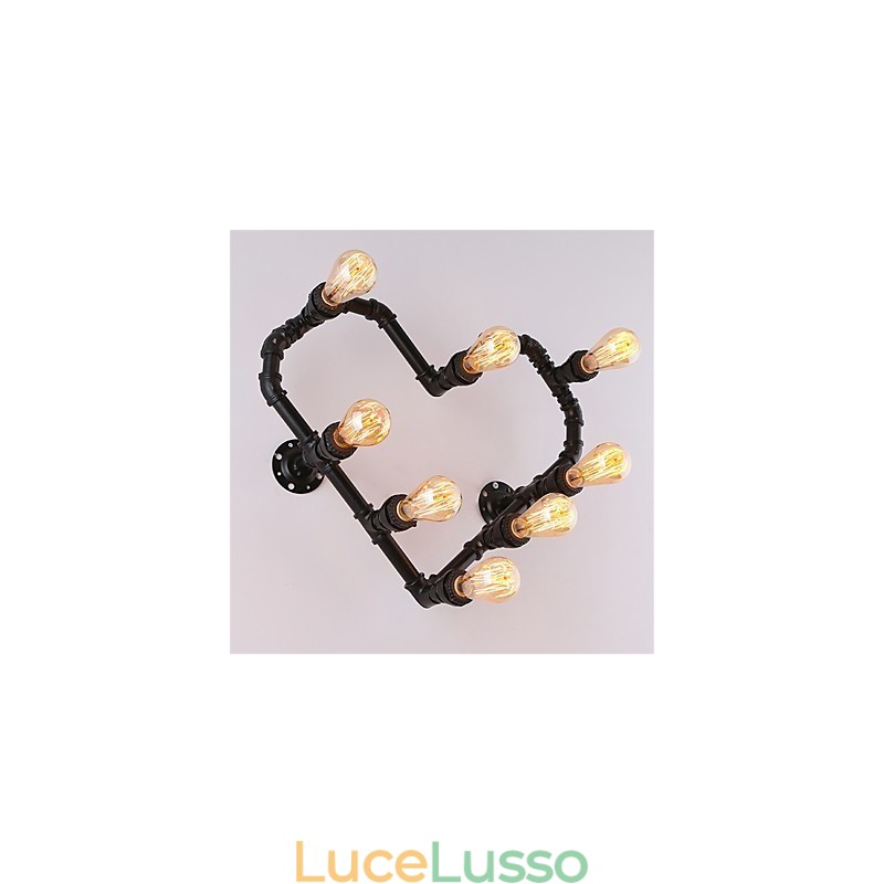 Vintage Water Pipe Lovering Heart Creative Applique da parete Industriale Soggiorno Ristorante Bar Caffetteria Decorazione Applique da parete