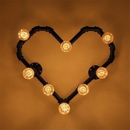 Vintage Water Pipe Lovering Heart Creative Applique da parete Industriale Soggiorno Ristorante Bar Caffetteria Decorazione Applique da parete