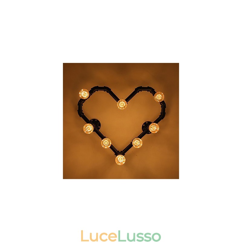Vintage Water Pipe Lovering Heart Creative Applique da parete Industriale Soggiorno Ristorante Bar Caffetteria Decorazione Applique da parete