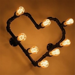 Vintage Water Pipe Lovering Heart Creative Applique da parete Industriale Soggiorno Ristorante Bar Caffetteria Decorazione Applique da parete