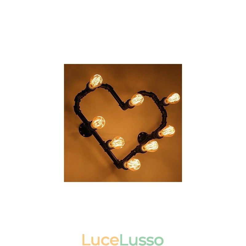 Vintage Water Pipe Lovering Heart Creative Applique da parete Industriale Soggiorno Ristorante Bar Caffetteria Decorazione Applique da parete