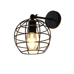 Lampada da parete in ferro tondo cavo in mattoni Lampada da parete americana nera con decorazione a spada laser
