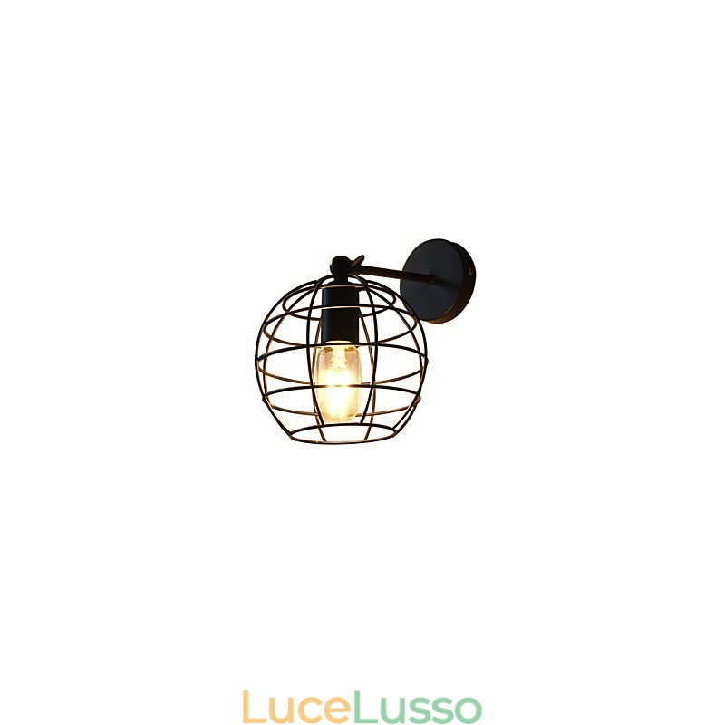 Lampada da parete in ferro tondo cavo in mattoni Lampada da parete americana nera con decorazione a spada laser
