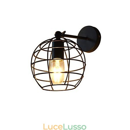 Lampada da parete in ferro tondo cavo in mattoni Lampada da parete americana nera con decorazione a spada laser Lampada da parete in ferro tondo cavo in mattoni Lampada da parete americana nera con decorazione a spada laser