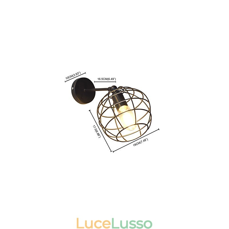Lampada da parete in ferro tondo cavo in mattoni Lampada da parete americana nera con decorazione a spada laser