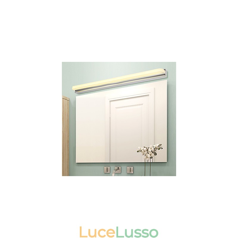 Lampada da parete per illuminazione da bagno moderna e contemporanea cromata integrata per luce ambientale