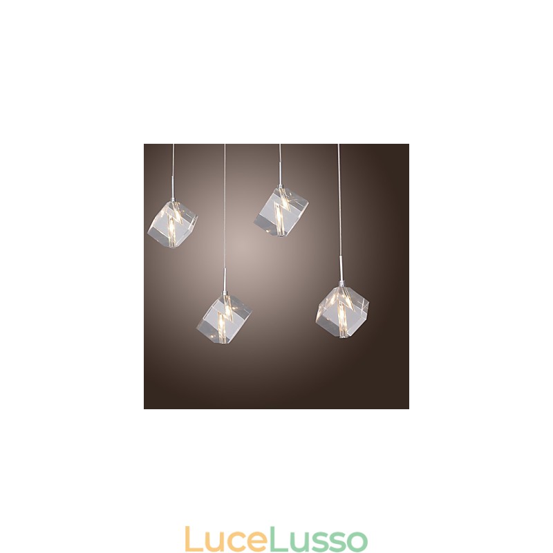 Lampada a sospensione moderna e contemporanea in cristallo cromato a isola