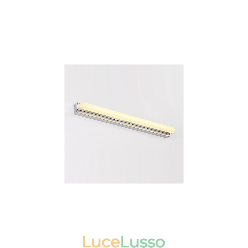 Lampada da parete per illuminazione da bagno moderna e contemporanea cromata integrata per luce ambientale