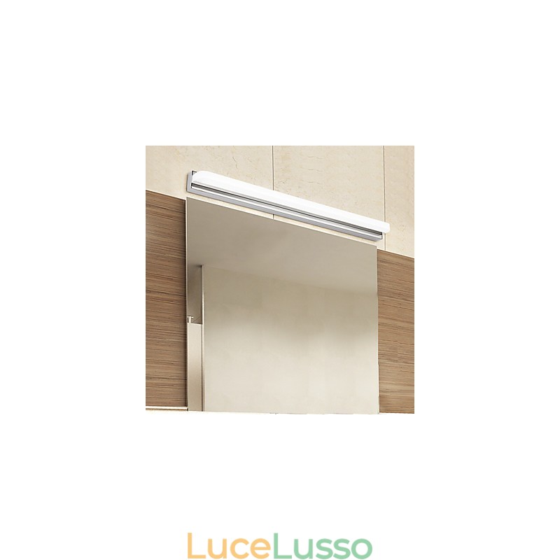 Lampada da parete per illuminazione da bagno moderna e contemporanea cromata integrata per luce ambientale