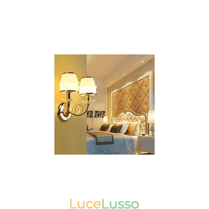 Moderna caratteristica contemporanea elettroplaccata per braccio oscillante in cristallo protezione degli occhi luce ambientale luci da parete parete