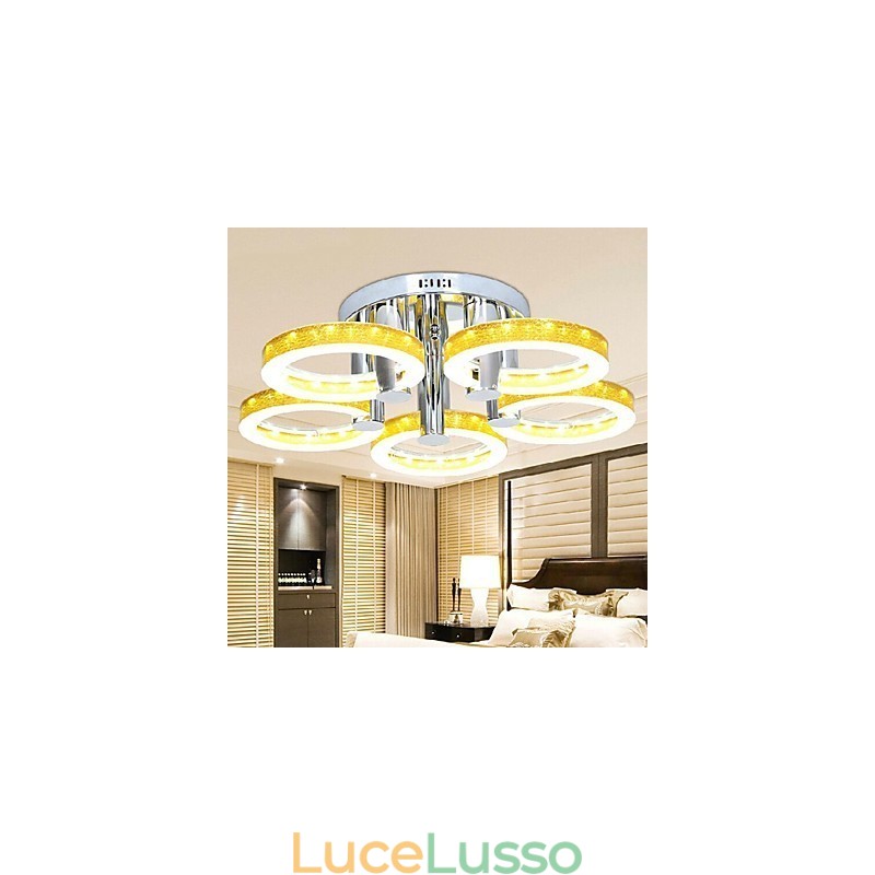 Lampadario semplice in acrilico con 5 luci (finitura cromata)