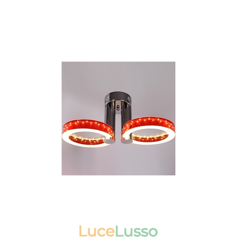 Lampadario rosso acrilico bianco caldo con 2 luci