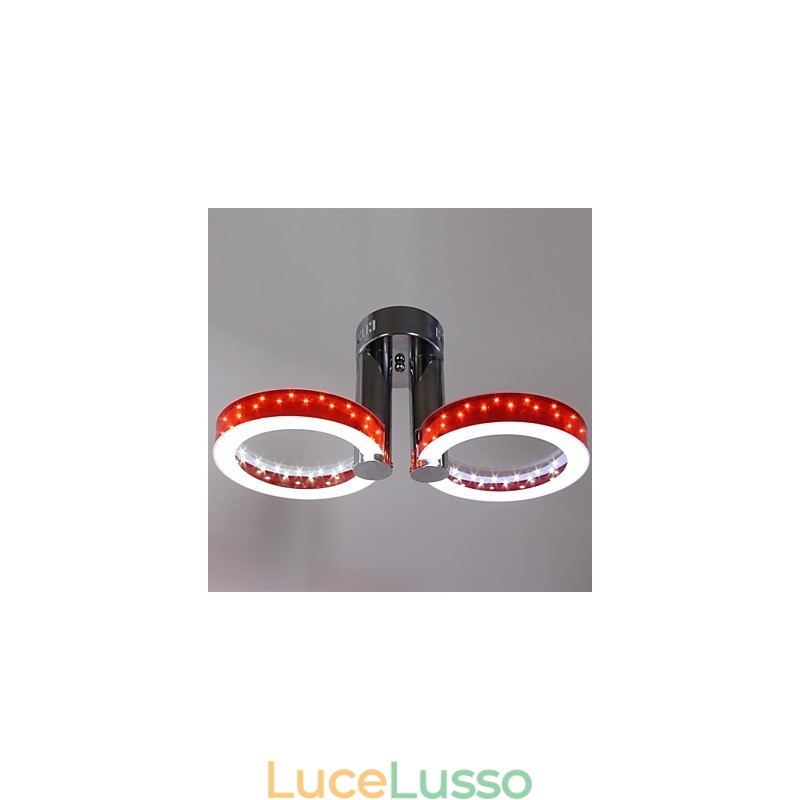 Lampadario rosso acrilico bianco caldo con 2 luci
