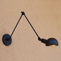 Semplice caratteristica di pittura vintage country per applique da parete con luce ambientale e protezione degli occhi con braccio oscillante in stile mini